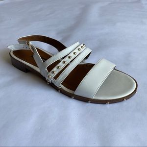 Nine West White Leather Studded Sandals